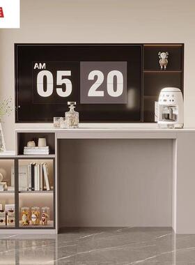 麦家蓬岩板吧台实木桌用一体餐边柜客厅柜靠墙酒沙靠83160发背柜