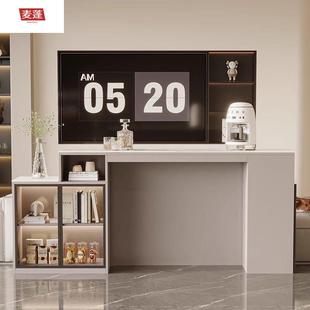 麦家蓬岩板吧台实木桌用一体餐边柜客厅柜靠墙酒沙靠83160发背柜