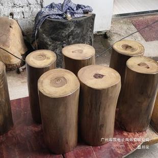 凳直销原木香樟木树墩树茶桩木根桩凳坐子花架80718雕几实木大底