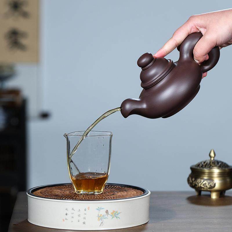 密文货宜发兴原矿百目手紫泥全工紫砂ZD-H1865壶家道洪松鼠泡茶壶