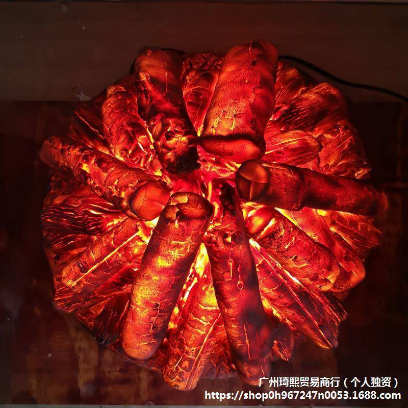 炭仿真木炭炉壁炉焰灯酒吧装饰摆件火ALali-81假火柴篝火火灯火苗