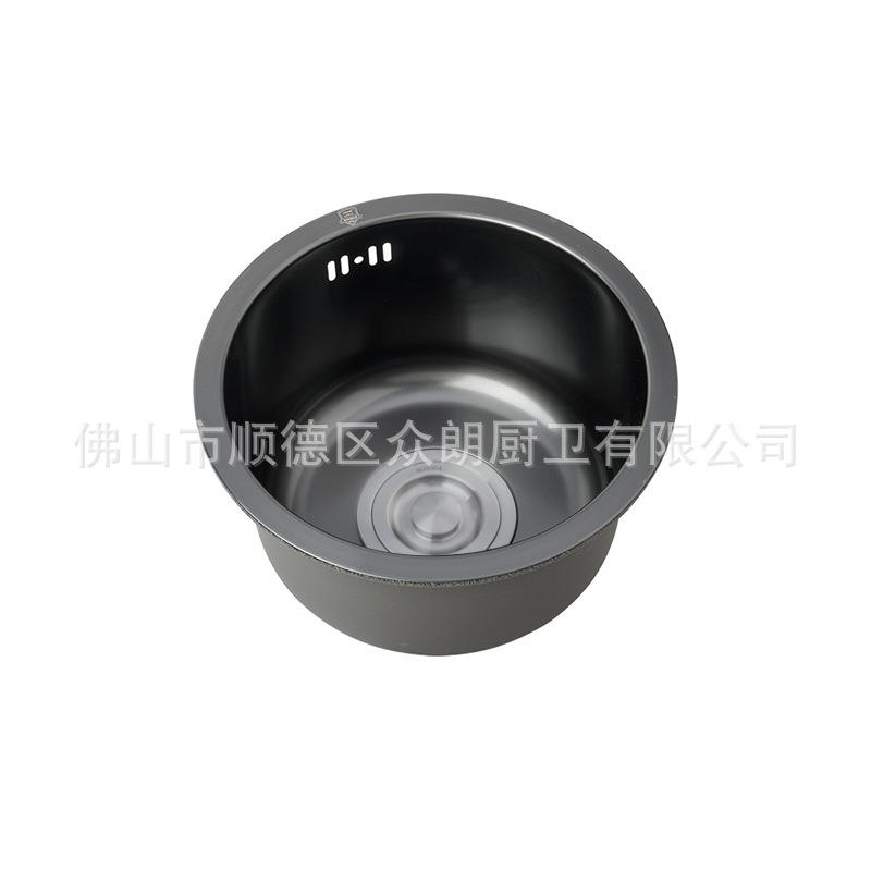 米黑不锈钢圆盆水槽厨小号大纳洗LVD菜池房吧台小单槽