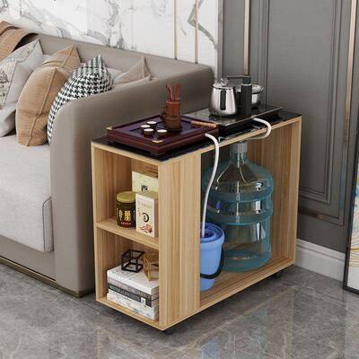 钢化玻璃沙发小边几客角柜漆移动茶桌小茶厅几75374带轮子烧水柜