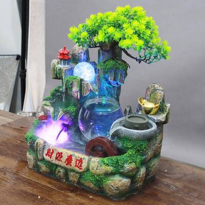 款室内面新假山循环鱼水摆件TDF家居缸家装饰品办公室义桌乌地摊