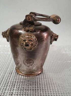仿梁古玩老铜铜兽提壶水耳壶酒壶老货旧货家居摆件仿古收LIC器藏