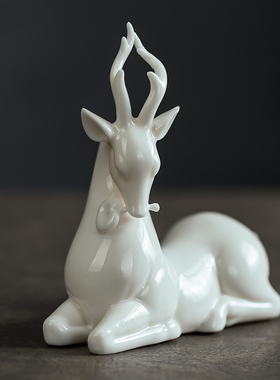 陶瓷小鹿精品中式摆件家居客厅茶几桌面装饰工艺品办公室小鹿摆设