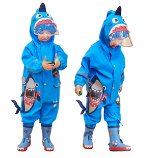 儿童连体雨衣裤 女童男童小学生幼儿园防水全身双帽檐卡通宝宝雨披