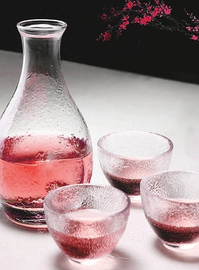 日式家用清酒梅子酒杯果酒大号白酒杯小杯米酒一口杯锤纹玻璃杯子