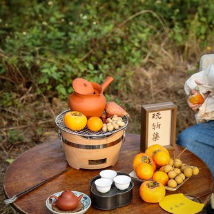 围炉煮茶 罐罐茶烧烤炉茶炉煮茶炭炉陶罐煮茶罐 户外烤茶庭院橄榄