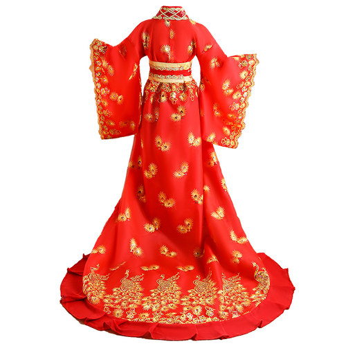 儿童贵妃古装拖尾 唐朝皇后娘娘公主唐装仙女孩宫廷COS表演出汉服