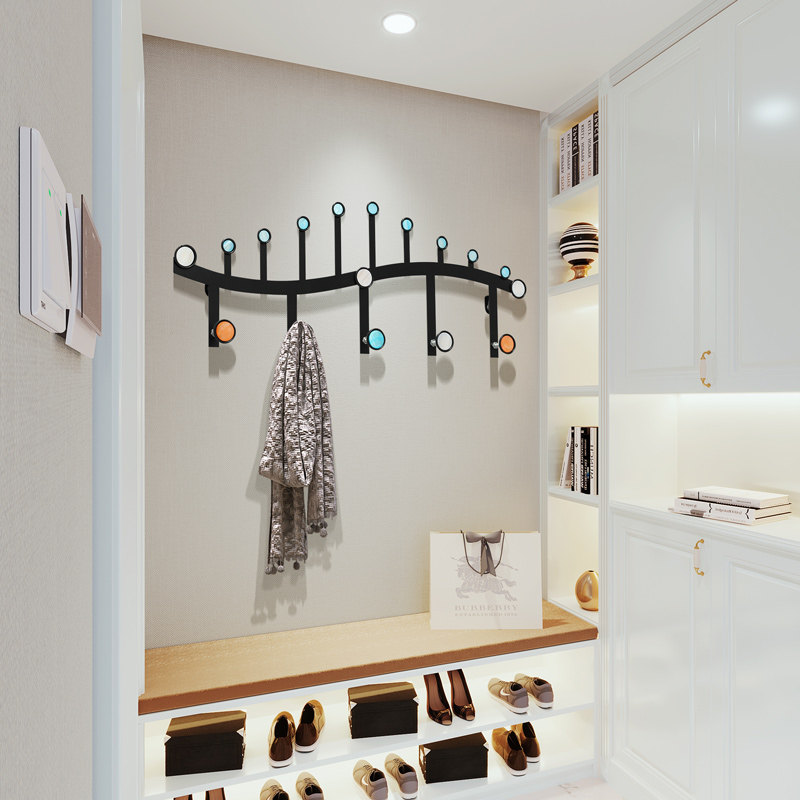 玄关衣帽架置物架墙壁铁艺衣服门后壁挂墙上挂钩创意挂衣架进门