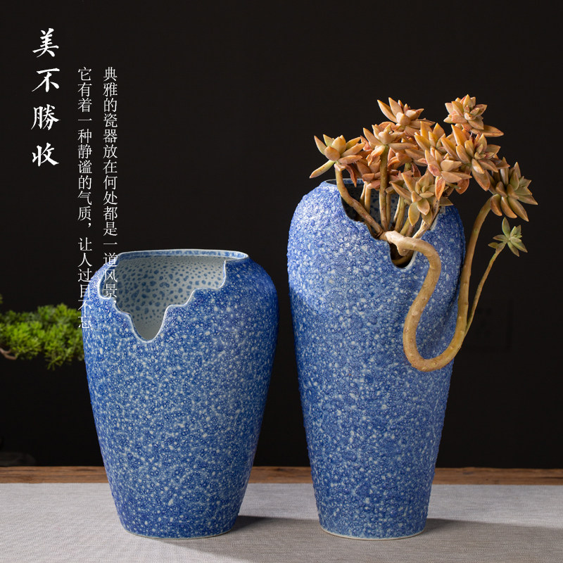 切口陶瓷花盆缺口粗陶多肉植物手工紫砂绿萝特大陶罐插花盆栽花器