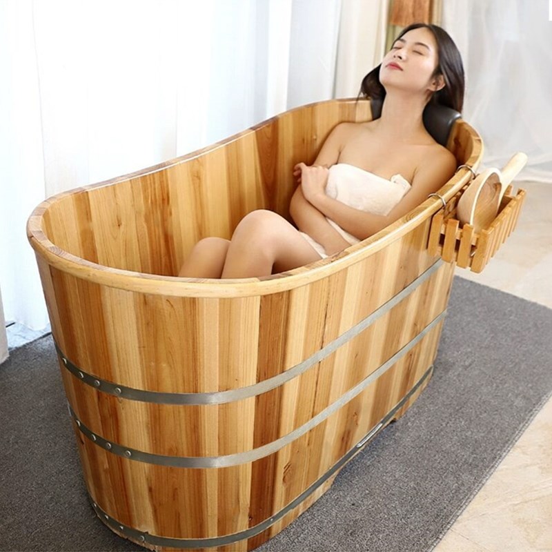 富琪泡澡木桶浴缸大人全身家用洗澡盆汗蒸熏蒸瑶浴实木质沐浴桶