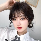 空气刘海假发女自然前额空气卷发假刘海无痕刘海羊毛卷刘海假发片