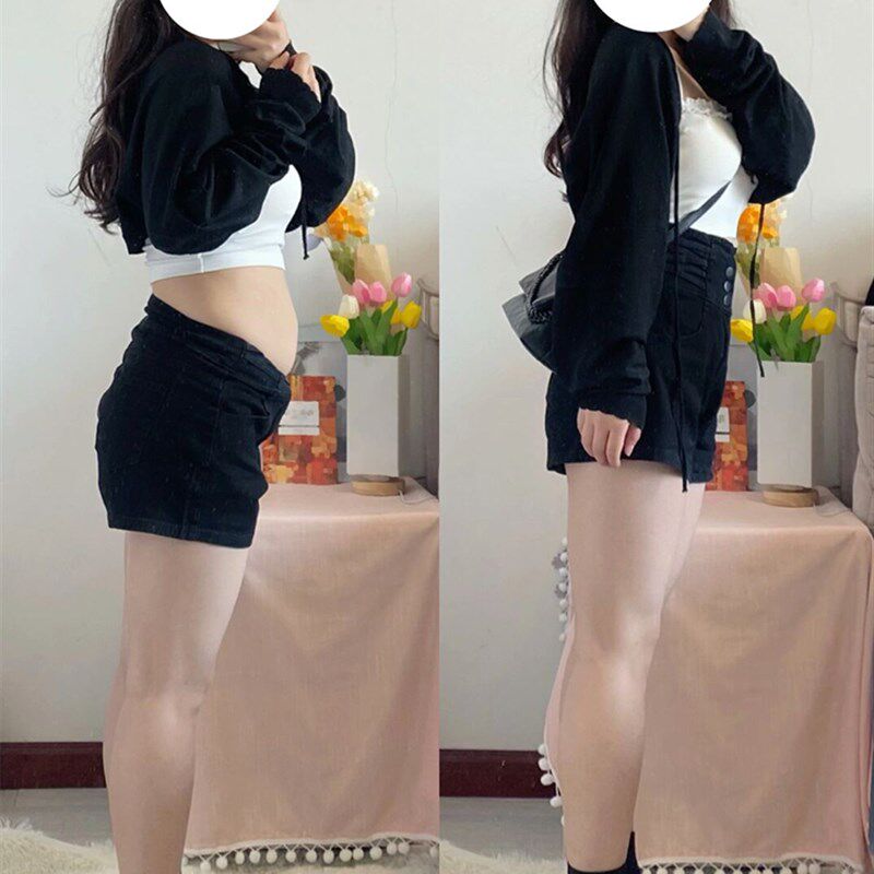 黑色弹力牛仔短裤女夏季薄款小个子大码胖mm高腰显瘦梨形身材裤子