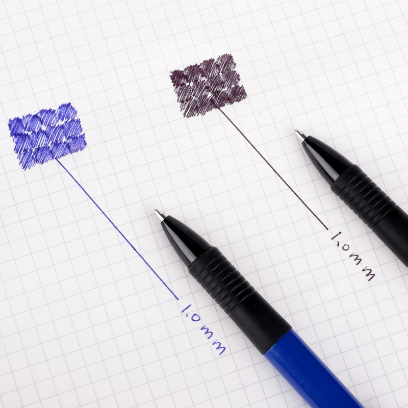 文正1.0mm圆珠笔黑色蓝色中油笔办公按动原子笔粗头签字笔芯伸缩