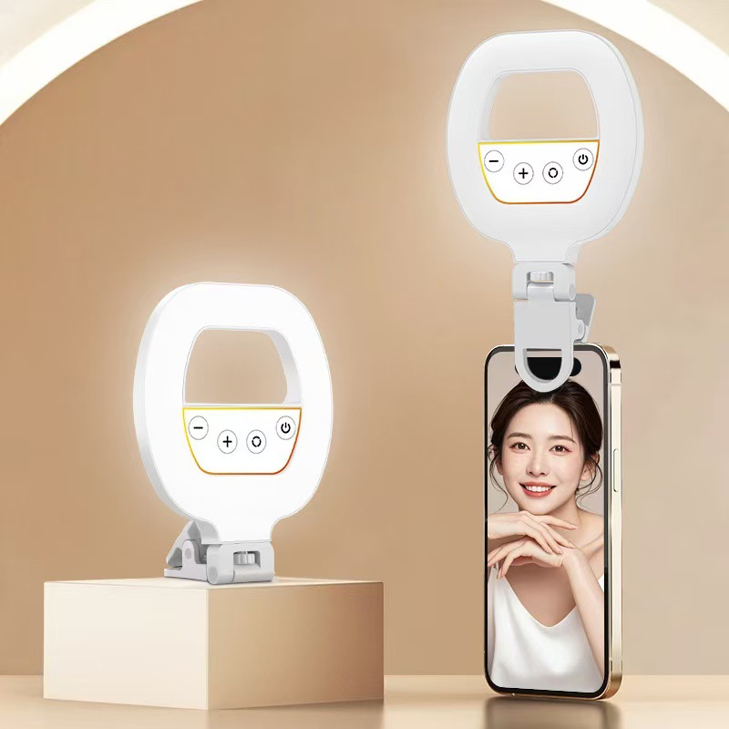 W60手机补光灯拍照视频自拍美颜RGB夹子补光灯相机口袋灯
