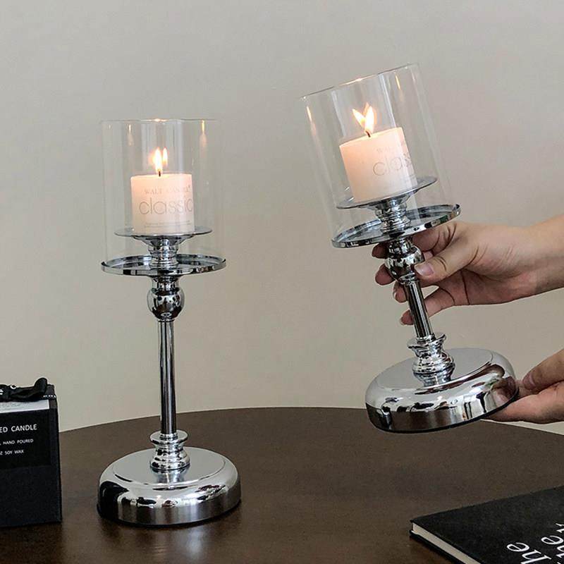 欧式高级氛围感蜡烛烛台桌面装饰摆件复古铁艺香薰烛光晚餐玻璃罩,家居饰品,烛台,淘宝优惠券,粉丝福利购,淘宝优惠卷