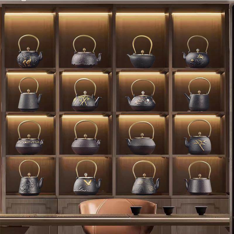 新中式茶室软装饰品壁柜博古架高档复古铸铁茶壶茶具茶道装饰摆件,家居饰品,装饰摆件,淘宝优惠券,粉丝福利购,淘宝优惠卷