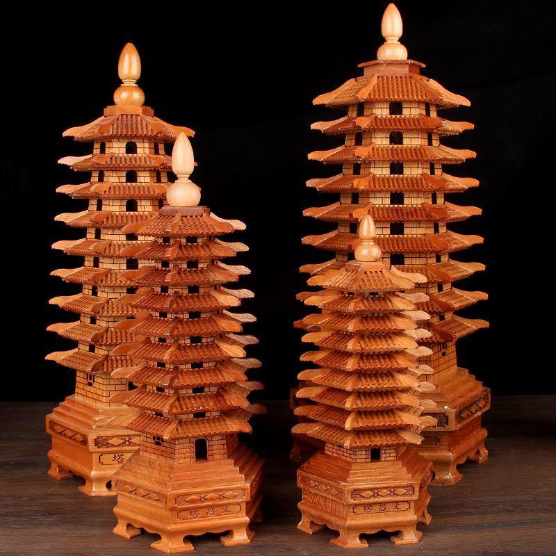 桃木文昌塔笔摆件木质七层九层十三层13层的木制书房书桌装饰品