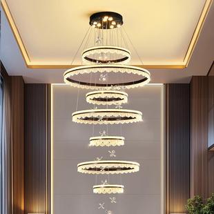 别墅客厅大吊灯2025新款复式楼梯间大厅主灯高级感圈圈冰山挑空灯