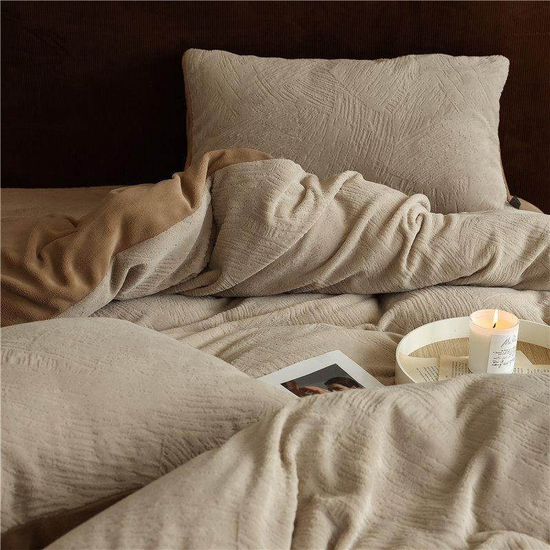 冬季法式加绒加厚珊瑚牛奶绒四件套床笠款保暖被套双面法兰绒床品,床上用品,床品套件/四件套/多件套,淘宝优惠券,粉丝福利购,淘宝优惠卷