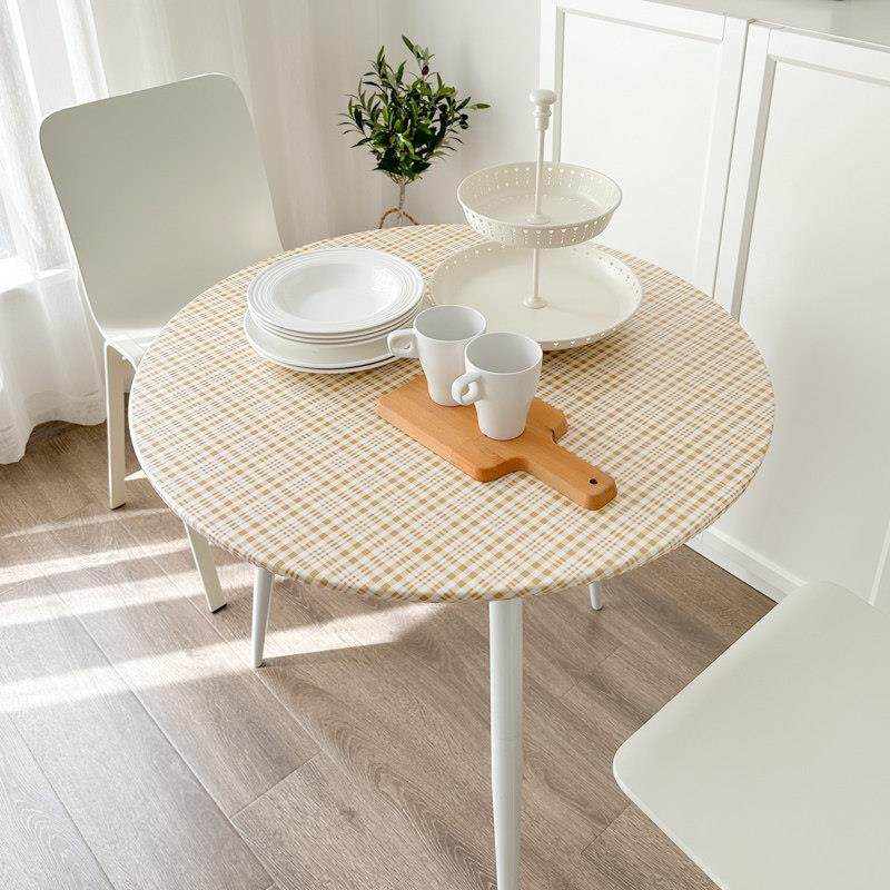 格子防水防油免洗防滑圆桌布大小圆形全包裹桌垫茶几布简约现代,居家布艺,桌布,淘宝优惠券,粉丝福利购,淘宝优惠卷