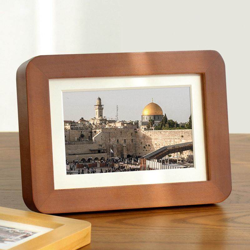 圆角实木相框空框摆台定制洗照片加打印做成相册摆件高级感6寸7寸