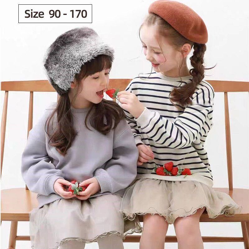 加绒~秋冬女童假两件拼接网纱卫衣裙简约百搭中大孩连衣裙3-18岁