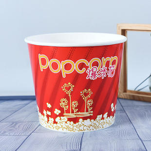 加厚爆米花纸桶KTV一次性纸杯子电影院爆米花外卖打包桶定制订做