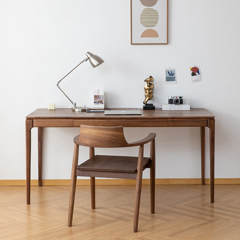 北欧实木书桌黑胡桃木带线盒电脑桌白橡木办公桌日式简约写字桌,住宅家具,书桌,淘宝优惠券,粉丝福利购,淘宝优惠卷