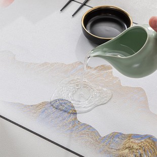 桌布防水防油免洗皮革中国风茶几桌布长方形家用定制 餐桌垫新中式