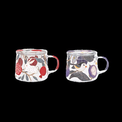 VIANNA丨小兔Fran古典玻璃水杯咖啡杯带盖带把喝水杯果汁杯礼物