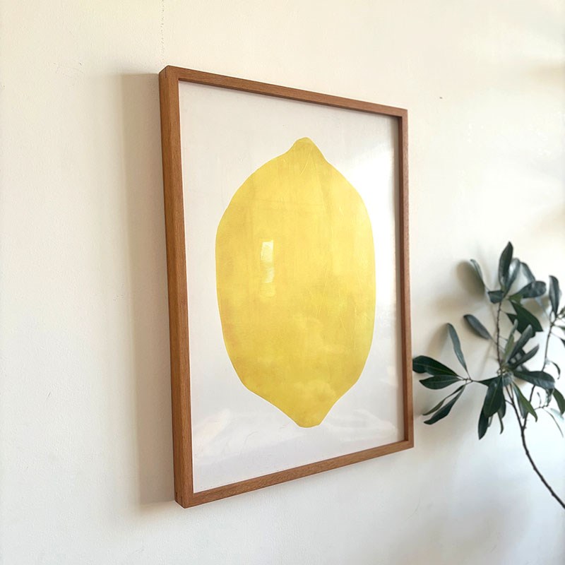 黄色柠檬装饰画客厅挂画大气简约壁画餐厅柚木实木有框画北欧风格