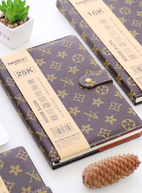 高级皮面笔记本复古硬面抄25K小记事本A6随身办公带扣会议商务本B