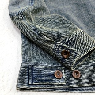 西里布蓝染剑道开衫外套道袍夹克衫男咔叽复古休闲拔染做旧新品