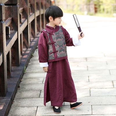 儿童相声服大褂民国长衫长袍复古装童装唐装中国风快板演出服男