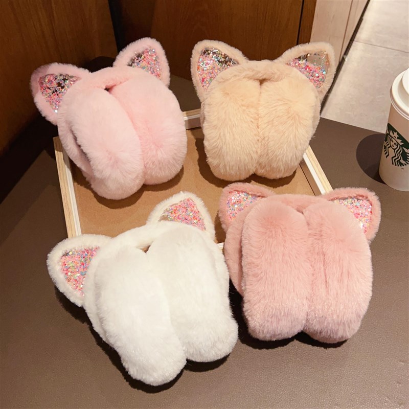 冬季小女孩兔耳耳罩仿兔毛女生保暖儿童耳罩女生防寒装备小孩耳暖