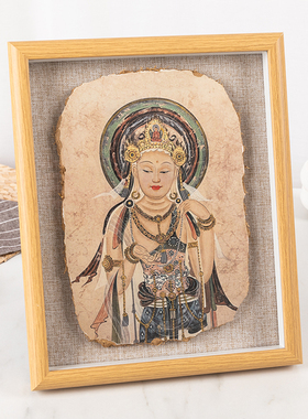敦煌文创泥板画墙皮画莫高窟壁画飞天手绘装饰画泥皮画礼品桌面摆