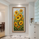 纯手绘油画向日葵入户玄关装 饰画走廊过道挂画高级感楼梯墙面壁画