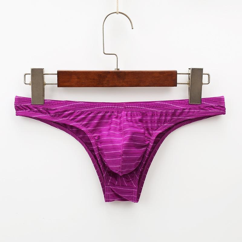 男士时尚中低腰条纹囊袋比基尼性感小三角青年内裤