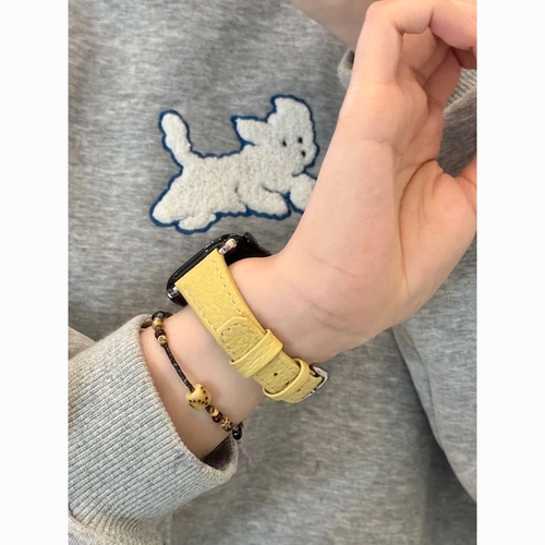 荔枝纹皮质表带适用苹果applewatch11高级感iwatch10小清新se女