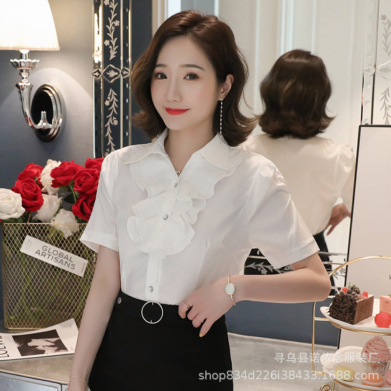 春季新品女式短袖衬衫职业气质