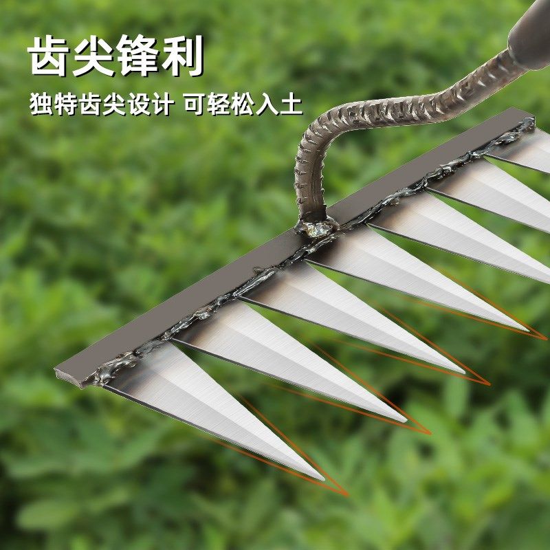 德国耙子松土神器锄头除草铁耙农具农H用搂草四齿六齿新款钉耙钢