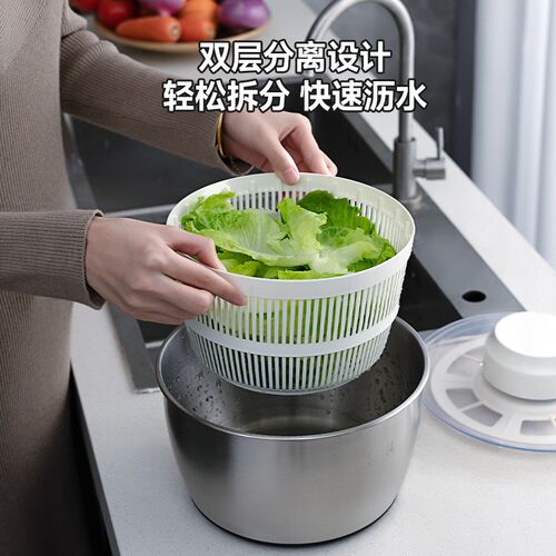 不锈钢电动蔬菜脱水器家用t果蔬甩干器大容量甩菜机沙拉洗菜脱水