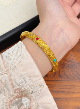 金包银古法传承花丝皇后钱币手镯女新中式宫廷风珐琅贵妃镯送女友