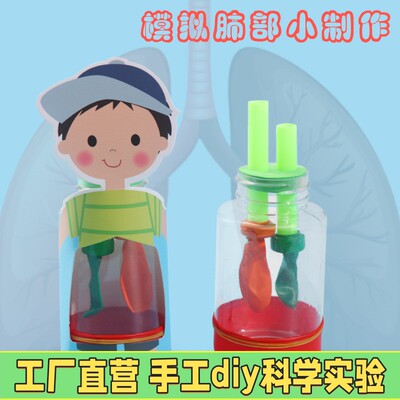 科学实验肺呼吸模型幼儿园学生生物diy科技小制作发明STEM材料包