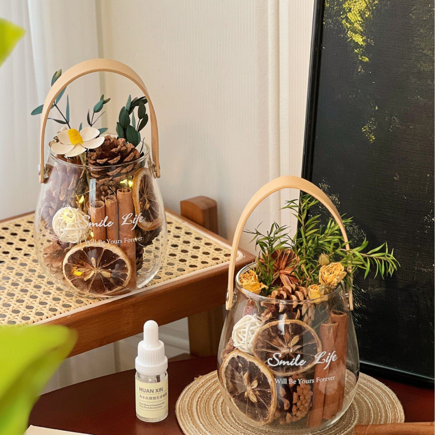 手提杯香薰扩香石无火干花水晶石