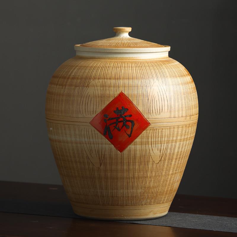 德镇陶潮瓷米缸家用MIV带盖密封防虫防老景式斤斤斤储米箱米桶