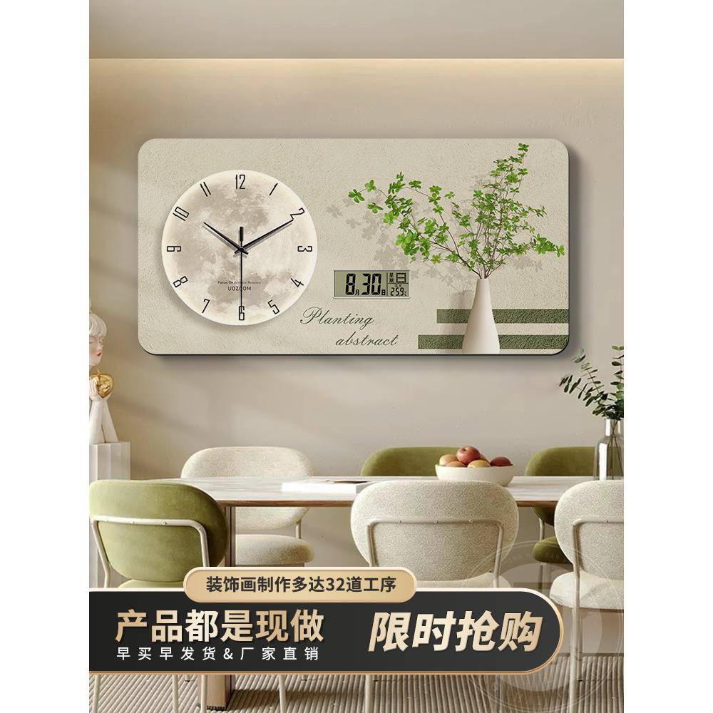 奶油风绿植大尺寸表装饰画带箱UVS钟遮表万年历挡电配电箱电闸盒